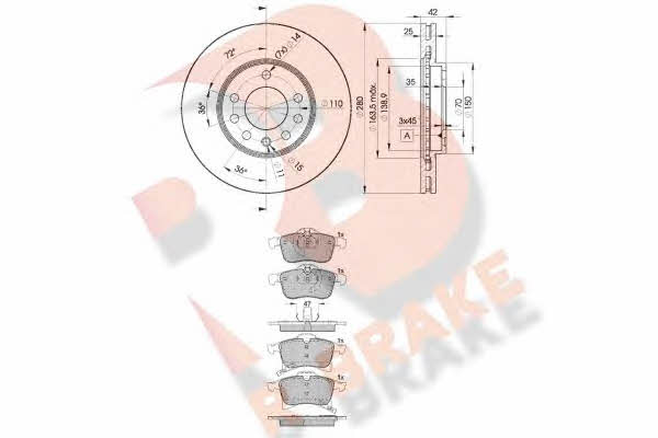 R Brake 3R15929060 Front ventilated brake discs with pads, set 3R15929060: Buy near me in Poland at 2407.PL - Good price!