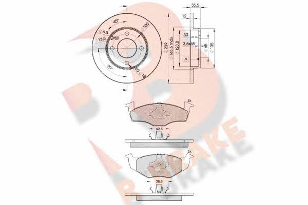 R Brake 3R11783300 Brake discs with pads front non-ventilated, set 3R11783300: Buy near me in Poland at 2407.PL - Good price!