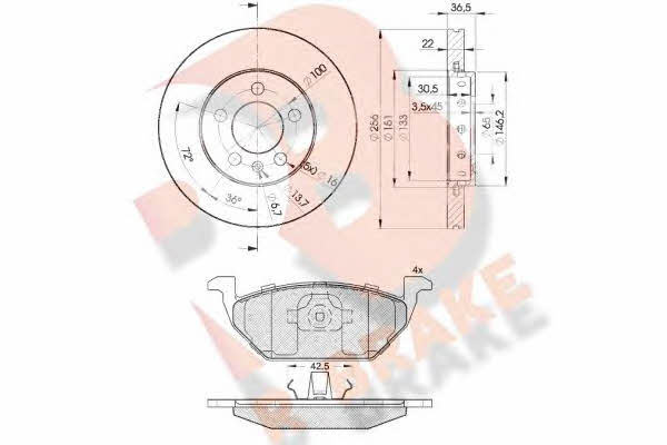 R Brake 3R11845602 Front ventilated brake discs with pads, set 3R11845602: Buy near me in Poland at 2407.PL - Good price!
