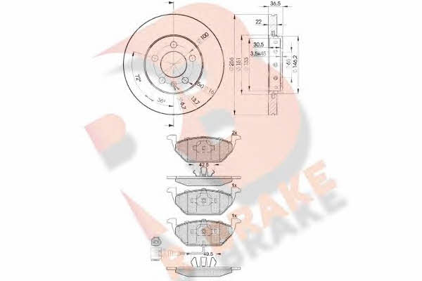 R Brake 3R13495602 Front ventilated brake discs with pads, set 3R13495602: Buy near me in Poland at 2407.PL - Good price!