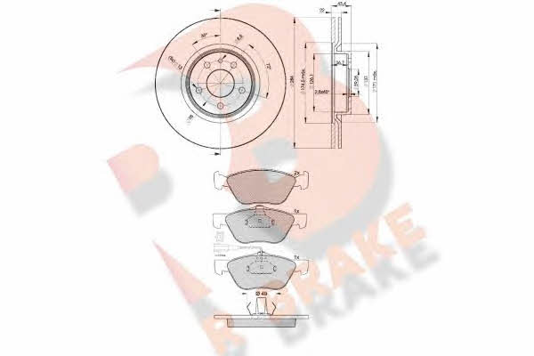 R Brake 3R16011548 Front ventilated brake discs with pads, set 3R16011548: Buy near me in Poland at 2407.PL - Good price!