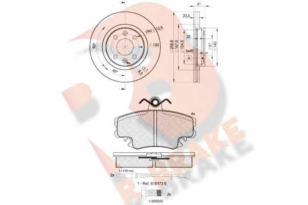 R Brake 3R09933550 Front ventilated brake discs with pads, set 3R09933550: Buy near me in Poland at 2407.PL - Good price!