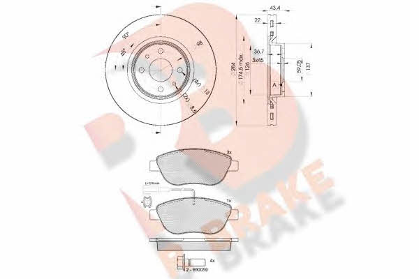  3R14400356 Front ventilated brake discs with pads, set 3R14400356: Buy near me in Poland at 2407.PL - Good price!