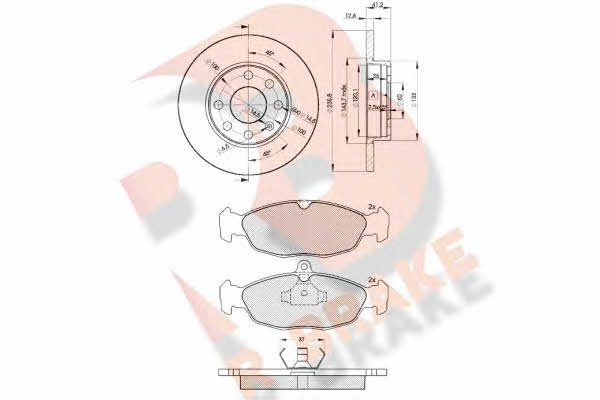 R Brake 3R08581240 Brake discs with pads front non-ventilated, set 3R08581240: Buy near me at 2407.PL in Poland at an Affordable price!