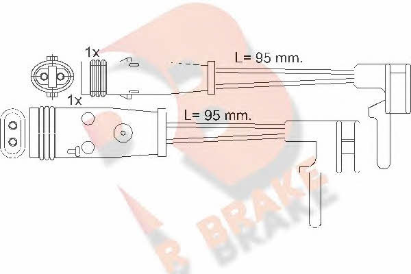 R Brake 610333RB Warning contact, brake pad wear 610333RB: Buy near me in Poland at 2407.PL - Good price!