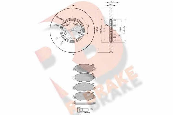 R Brake 3R14985612 Brake discs with pads, set 3R14985612: Buy near me in Poland at 2407.PL - Good price!