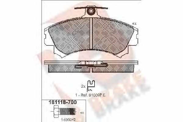 R Brake RB1118-700 Brake Pad Set, disc brake RB1118700: Buy near me in Poland at 2407.PL - Good price!