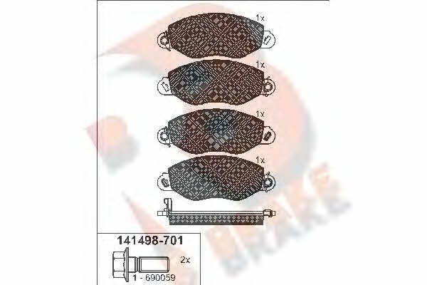 R Brake RB1498-701 Гальмівні колодки, комплект RB1498701: Приваблива ціна - Купити у Польщі на 2407.PL!