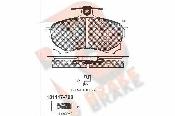 R Brake RB1117-700 Brake Pad Set, disc brake RB1117700: Buy near me in Poland at 2407.PL - Good price!