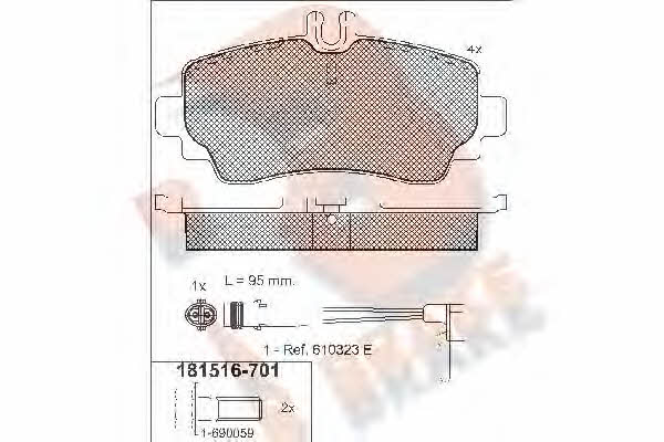 R Brake RB1516-701 Brake Pad Set, disc brake RB1516701: Buy near me at 2407.PL in Poland at an Affordable price!