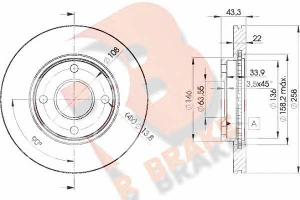 R Brake 78RBD25344 Front brake disc ventilated 78RBD25344: Buy near me in Poland at 2407.PL - Good price!
