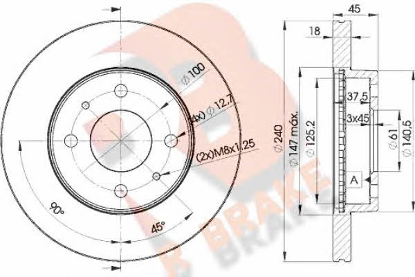 R Brake 78RBD25800 Front brake disc ventilated 78RBD25800: Buy near me in Poland at 2407.PL - Good price!