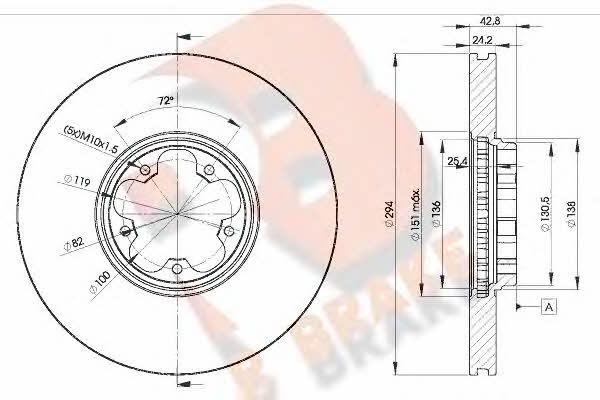 R Brake 78RBD25613 Front brake disc ventilated 78RBD25613: Buy near me in Poland at 2407.PL - Good price!