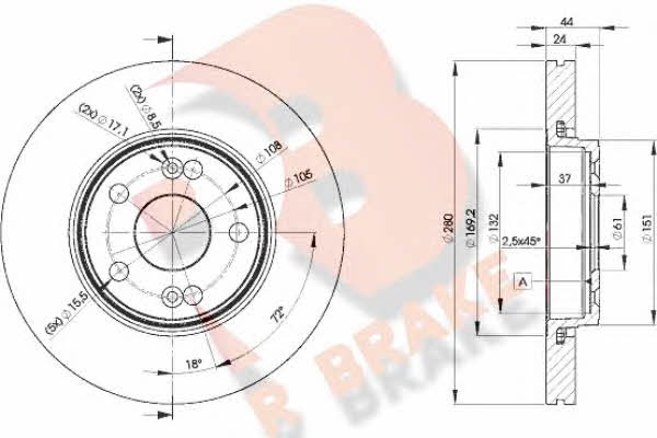 R Brake 78RBD26198 Front brake disc ventilated 78RBD26198: Buy near me at 2407.PL in Poland at an Affordable price!