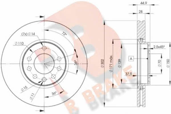 R Brake 78RBD29004 Front brake disc ventilated 78RBD29004: Buy near me in Poland at 2407.PL - Good price!