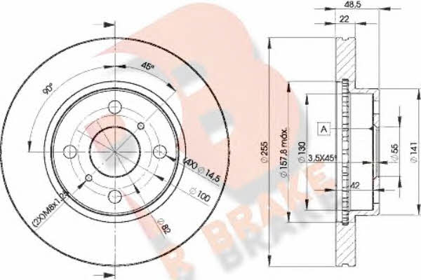 R Brake 78RBD22550 Диск гальмівний передній вентильований 78RBD22550: Приваблива ціна - Купити у Польщі на 2407.PL!