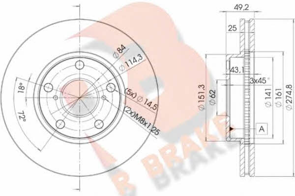 R Brake 78RBD22878 Front brake disc ventilated 78RBD22878: Buy near me in Poland at 2407.PL - Good price!