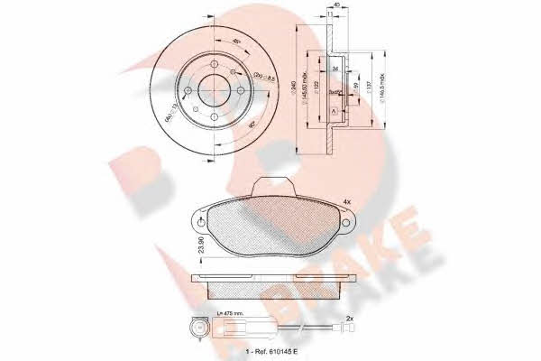 R Brake 3R09533465 Brake discs with pads, set 3R09533465: Buy near me at 2407.PL in Poland at an Affordable price!