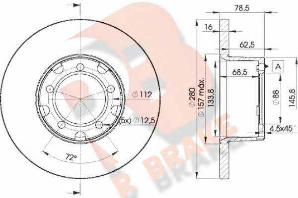 R Brake 78RBD14280 Unventilated front brake disc 78RBD14280: Buy near me in Poland at 2407.PL - Good price!