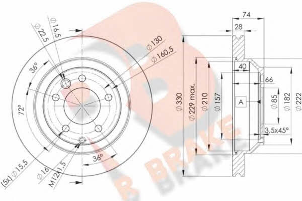 R Brake 78RBD23328 Тормозной диск задний вентилируемый 78RBD23328: Отличная цена - Купить в Польше на 2407.PL!