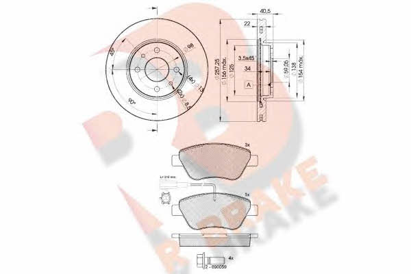 R Brake 3R14441650 Front ventilated brake discs with pads, set 3R14441650: Buy near me in Poland at 2407.PL - Good price!
