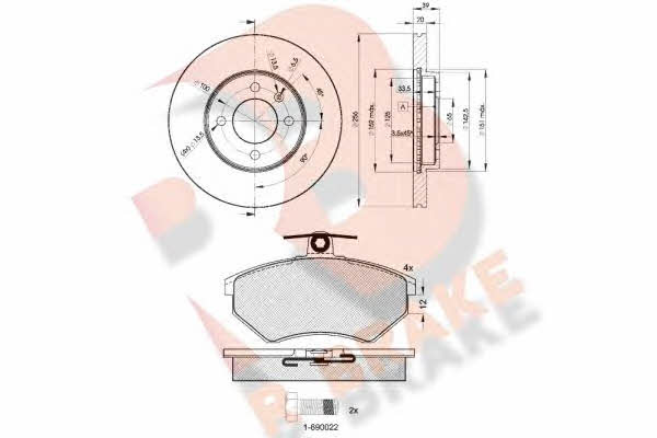 R Brake 3R10113790 Front ventilated brake discs with pads, set 3R10113790: Buy near me in Poland at 2407.PL - Good price!