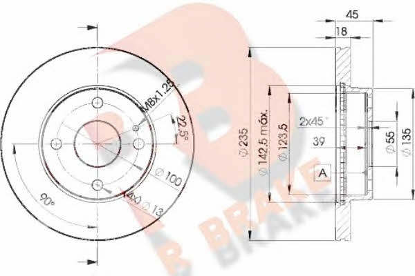 R Brake 78RBD23254 Front brake disc ventilated 78RBD23254: Buy near me in Poland at 2407.PL - Good price!