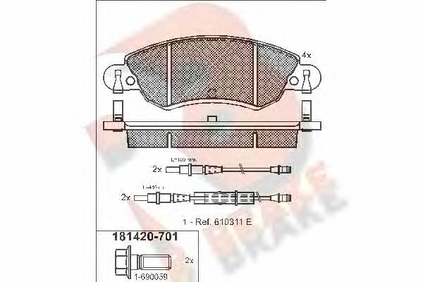R Brake RB1420-701 Brake Pad Set, disc brake RB1420701: Buy near me in Poland at 2407.PL - Good price!