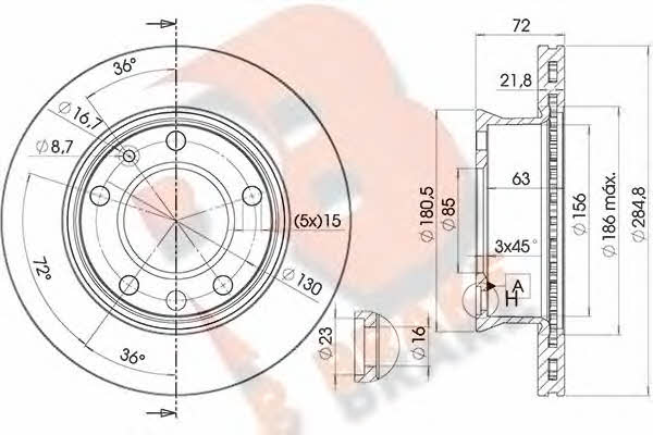 R Brake 78RBD10187 Front brake disc ventilated 78RBD10187: Buy near me at 2407.PL in Poland at an Affordable price!
