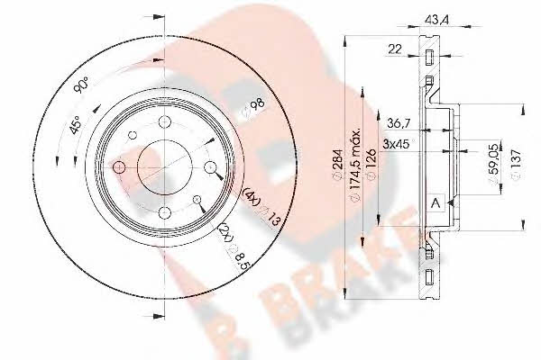 R Brake 78RBD20356 Front brake disc ventilated 78RBD20356: Buy near me at 2407.PL in Poland at an Affordable price!