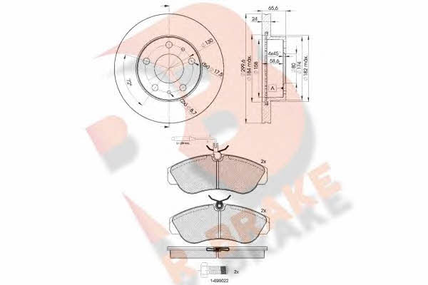 R Brake 3R10544682 Front ventilated brake discs with pads, set 3R10544682: Buy near me in Poland at 2407.PL - Good price!