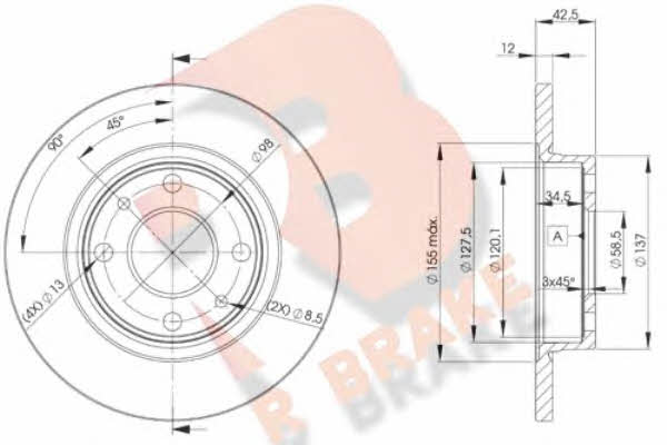 R Brake 78RBD21071 Unventilated front brake disc 78RBD21071: Buy near me in Poland at 2407.PL - Good price!