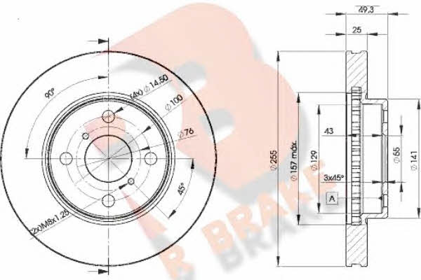 R Brake 78RBD22100 Front brake disc ventilated 78RBD22100: Buy near me at 2407.PL in Poland at an Affordable price!