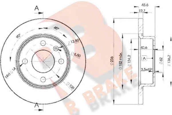 R Brake 78RBD24322 Unventilated front brake disc 78RBD24322: Buy near me in Poland at 2407.PL - Good price!