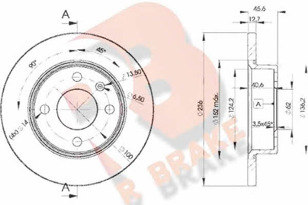 R Brake 78RBD24322 Unbelüftete Bremsscheibe vorne 78RBD24322: Kaufen Sie zu einem guten Preis in Polen bei 2407.PL!