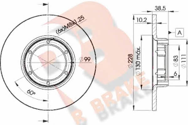 R Brake 78RBD22500 Unventilated front brake disc 78RBD22500: Buy near me in Poland at 2407.PL - Good price!
