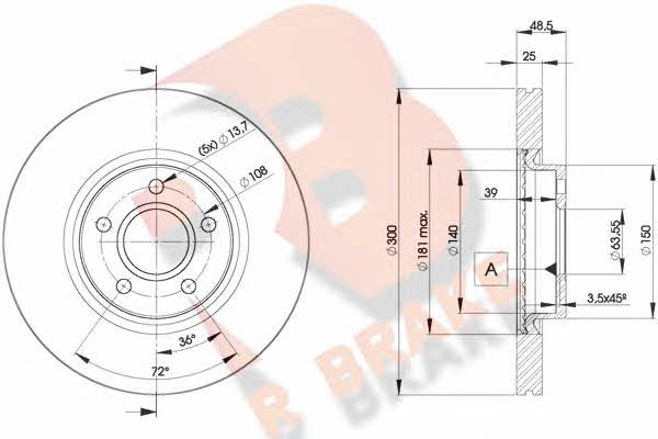 R Brake 78RBD23937 Front brake disc ventilated 78RBD23937: Buy near me in Poland at 2407.PL - Good price!