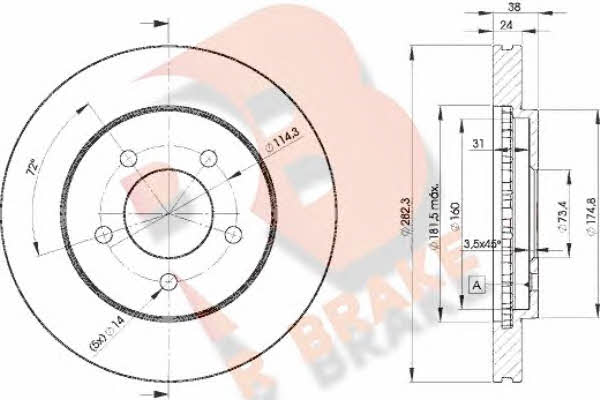 R Brake 78RBD25347 Диск гальмівний передній вентильований 78RBD25347: Купити у Польщі - Добра ціна на 2407.PL!