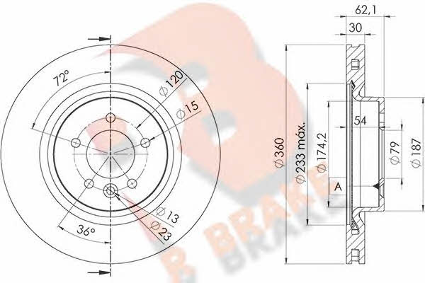 R Brake 78RBD27364 Тормозной диск передний вентилируемый 78RBD27364: Отличная цена - Купить в Польше на 2407.PL!