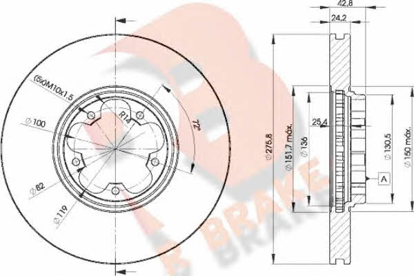 R Brake 78RBD25612 Front brake disc ventilated 78RBD25612: Buy near me in Poland at 2407.PL - Good price!