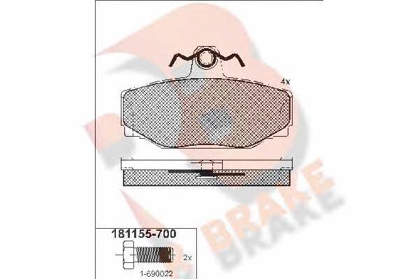 R Brake RB1155-700 Brake Pad Set, disc brake RB1155700: Buy near me in Poland at 2407.PL - Good price!