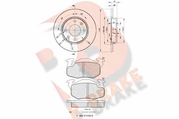 R Brake 3R06334689 Brake discs with pads front non-ventilated, set 3R06334689: Buy near me in Poland at 2407.PL - Good price!