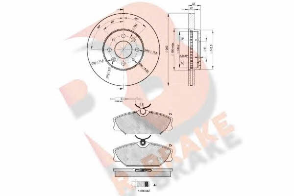 R Brake 3R09302232 Front ventilated brake discs with pads, set 3R09302232: Buy near me in Poland at 2407.PL - Good price!