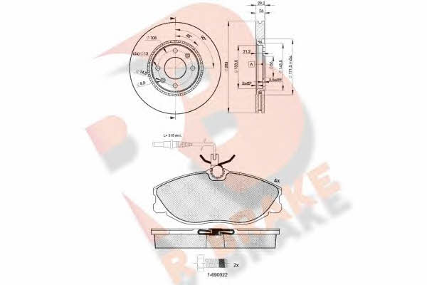R Brake 3R11087406 Front ventilated brake discs with pads, set 3R11087406: Buy near me in Poland at 2407.PL - Good price!