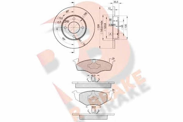 R Brake 3R11193300 Brake discs with pads front non-ventilated, set 3R11193300: Buy near me in Poland at 2407.PL - Good price!