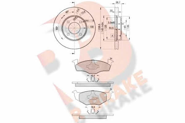R Brake 3R11783975 Front ventilated brake discs with pads, set 3R11783975: Buy near me in Poland at 2407.PL - Good price!