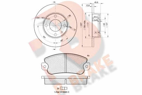 R Brake 3R04185812 Brake discs with pads front non-ventilated, set 3R04185812: Buy near me in Poland at 2407.PL - Good price!