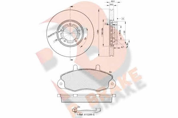 R Brake 3R08965610 Front ventilated brake discs with pads, set 3R08965610: Buy near me in Poland at 2407.PL - Good price!