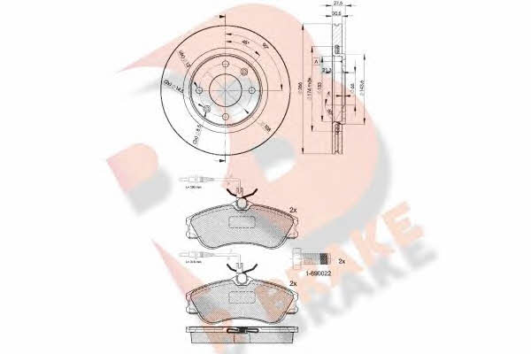 R Brake 3R11364697 Front ventilated brake discs with pads, set 3R11364697: Buy near me in Poland at 2407.PL - Good price!