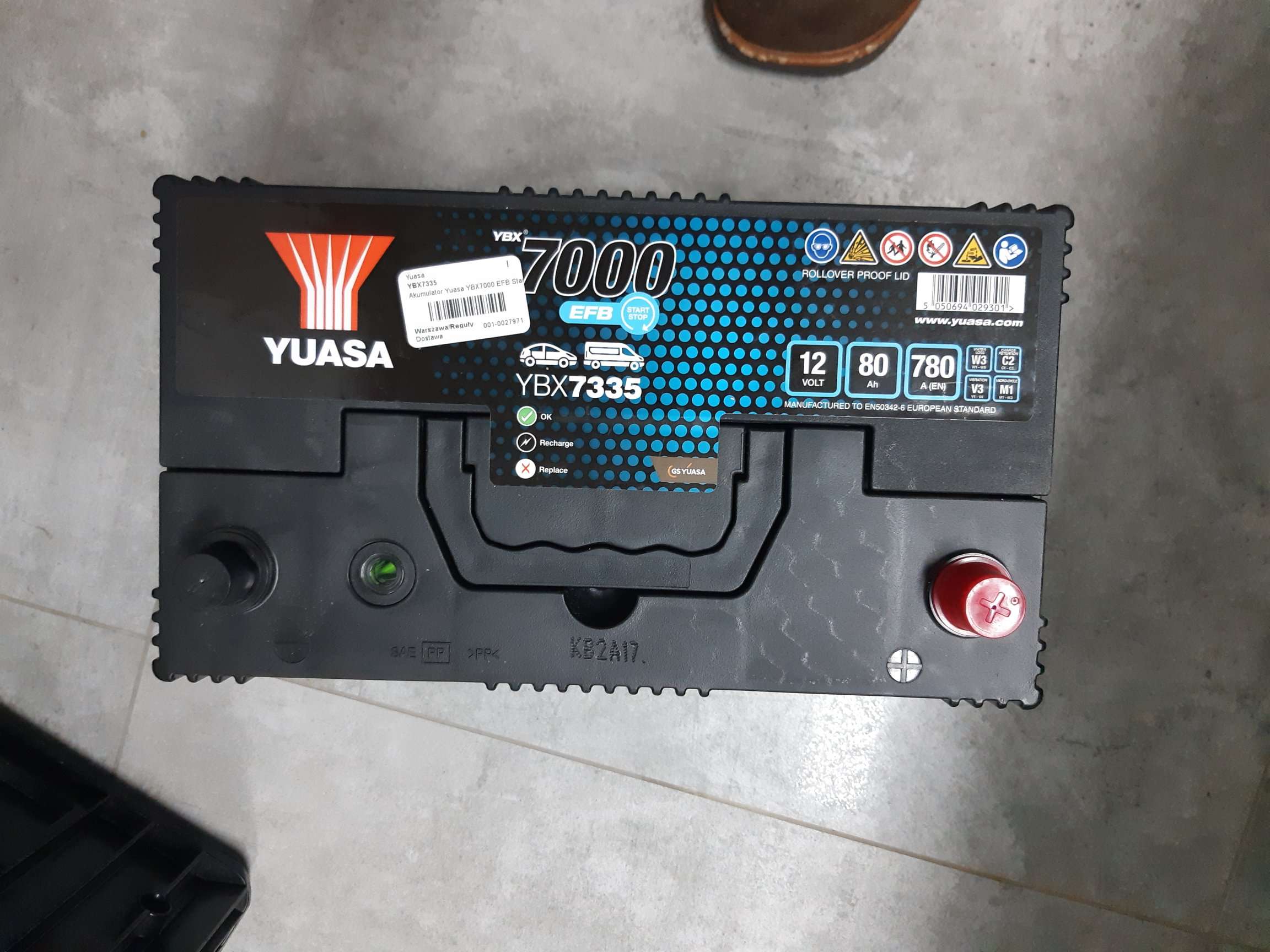 Yuasa YBX7335 12v EFB Brems Start plus 335 Typ Autobatterie 80ah